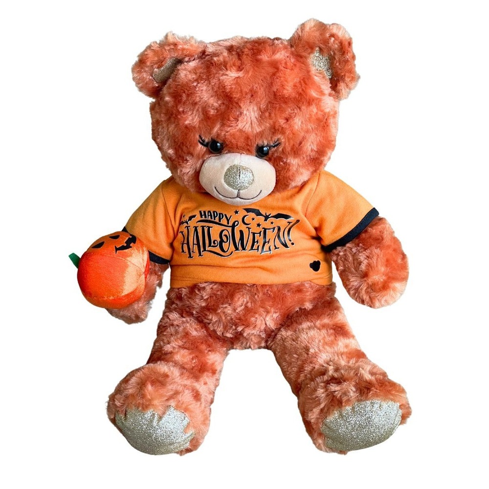 Build A Bear Pumpkin Sparkle Teddy Happy Halloween Jack O Lantern Wristie Plush
